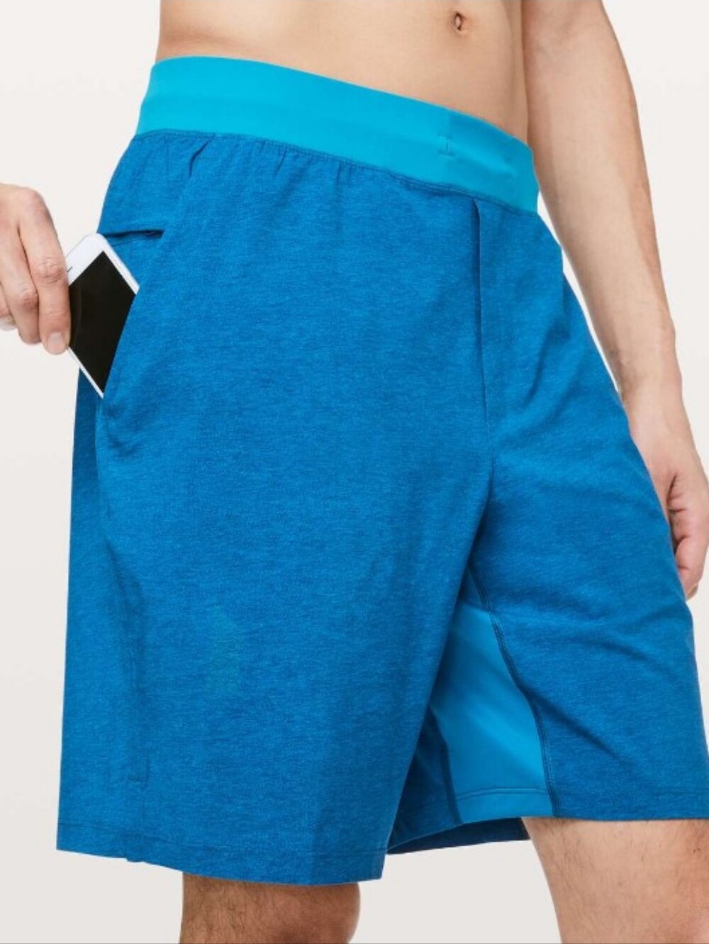 Lululemon T.H.E Shorts Linerless 9" Inseam Heathered Texture Printed Vivid Aqua